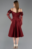 Robe de Cérémonie Midi Satin Rouge Bordeaux ABK2552
