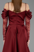 Robe de Cérémonie Midi Satin Rouge Bordeaux ABK2552