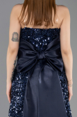 Robe de Cérémonie Courte Squameuse Bleu Marine ABK2556