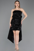 Robe de Cérémonie Courte Squameuse Noir ABK2556
