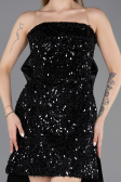 Robe de Cérémonie Courte Squameuse Noir ABK2556