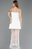 Tenue de Soirée Courte Dantelle Blanc ABK2557