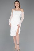 Robe de Cérémonie Midi Dantelle Blanc ABK2558