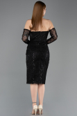Robe de Cérémonie Midi Dantelle Noir ABK2558