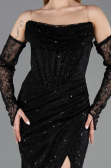 Robe de Cérémonie Midi Dantelle Noir ABK2558