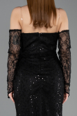 Robe de Cérémonie Midi Dantelle Noir ABK2558