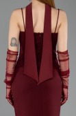 Robe de Cérémonie Midi Rouge Bordeaux ABK2559