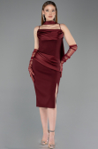 Robe de Cérémonie Midi Rouge Bordeaux ABK2559
