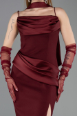 Robe de Cérémonie Midi Rouge Bordeaux ABK2559