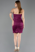 Robe de Cérémonie Courte Satin Prune ABK2561