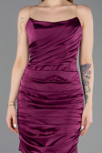 Robe de Cérémonie Courte Satin Prune ABK2561