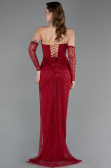 Robe de Soirée Longue Dantelle Rouge Bordeaux ABU5770