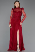 Robe de Soirée Longue Dantelle Rouge Bordeaux ABU5887