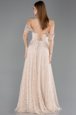 Robe de Soirée Longue Dantelle Beige ABU5867