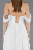 Robe de Soirée Longue Dantelle Blanc ABU5867