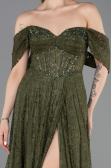 Robe de Soirée Longue Dantelle Kaki ABU5867