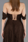 Robe de Soirée Longue Dantelle Brun ABU5867