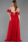 Robe de Soirée Longue Dantelle Rouge ABU5867