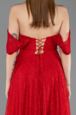 Robe de Soirée Longue Dantelle Rouge ABU5867