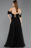 Robe de Soirée Longue Dantelle Noir ABU5867
