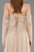 Robe de Soirée Longue Dantelle Beige ABU5887