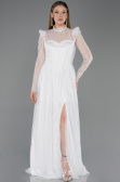 Robe de Soirée Longue Dantelle Blanc ABU5887