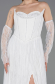 Robe de Soirée Longue Dantelle Blanc ABU5887