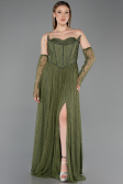 Robe de Soirée Longue Dantelle Kaki ABU5887