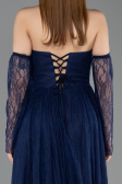 Robe de Soirée Longue Dantelle Bleu Marine ABU5887