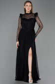 Robe de Soirée Longue Dantelle Noir ABU5887