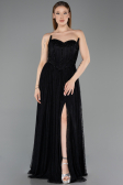 Robe de Soirée Longue Dantelle Noir ABU5887