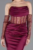 Robe Queue de Poisson Longue Satin Couleur Cerise ABU5888