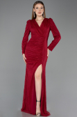 Robe De Soirée Dantelle Longue Rouge Bordeaux ABU5720