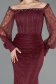 Robe Queue de Poisson Longue Dantelle Rouge Bordeaux ABU5890