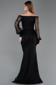 Robe Queue de Poisson Longue Dantelle Noir ABU5890