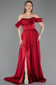 Tenue de Soirée Longue Satin Rouge Bordeaux ABU5891
