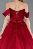 Tenue de Soirée Longue Satin Rouge Bordeaux ABU5891