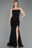 Robe de Soirée Longue Dantelle Noir ABU5892