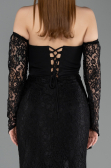 Robe de Soirée Longue Dantelle Noir ABU5892