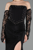 Robe de Soirée Longue Dantelle Noir ABU5892