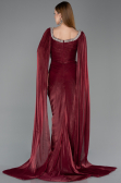 Robe de Soirée Longue Mousseline Rouge Bordeaux ABU5868