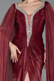 Robe de Soirée Longue Mousseline Rouge Bordeaux ABU5868