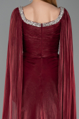 Robe de Soirée Longue Mousseline Rouge Bordeaux ABU5868