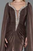 Robe de Soirée Longue Mousseline Brun ABU5868
