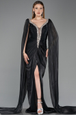 Robe de Soirée Longue Mousseline Noir ABU5868