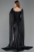 Robe de Soirée Longue Mousseline Noir ABU5868