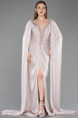 Robe de Soirée Longue Mousseline Vison ABU5868