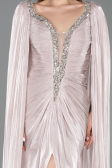Robe de Soirée Longue Mousseline Vison ABU5868