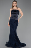 Robe Queue de Poisson Longue Lacé Bleu Marine ABU5869