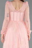 Robe De Soirée Dantelle Longue Saumon ABU5797